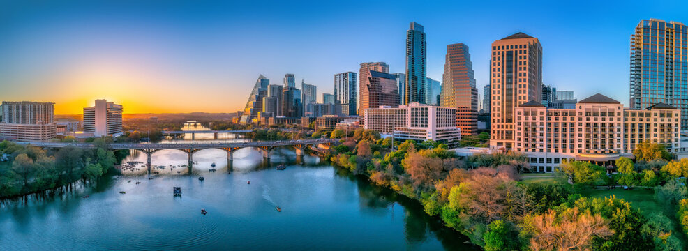 Austin Texas skyline at sunset